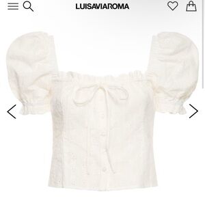 Weworewhat Cotton eyelet lace puff sleeve top